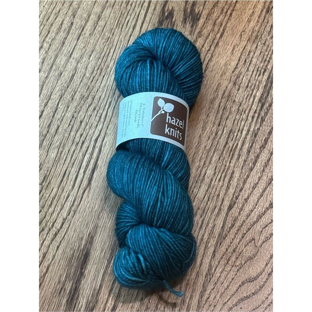 Hazel Knits Hand-Dyed Yarn Tonal Teal Lively DK Weight Aquarius Wool Nylon NWT